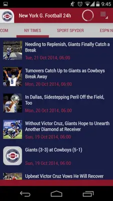 New York G. Football 24h android App screenshot 1